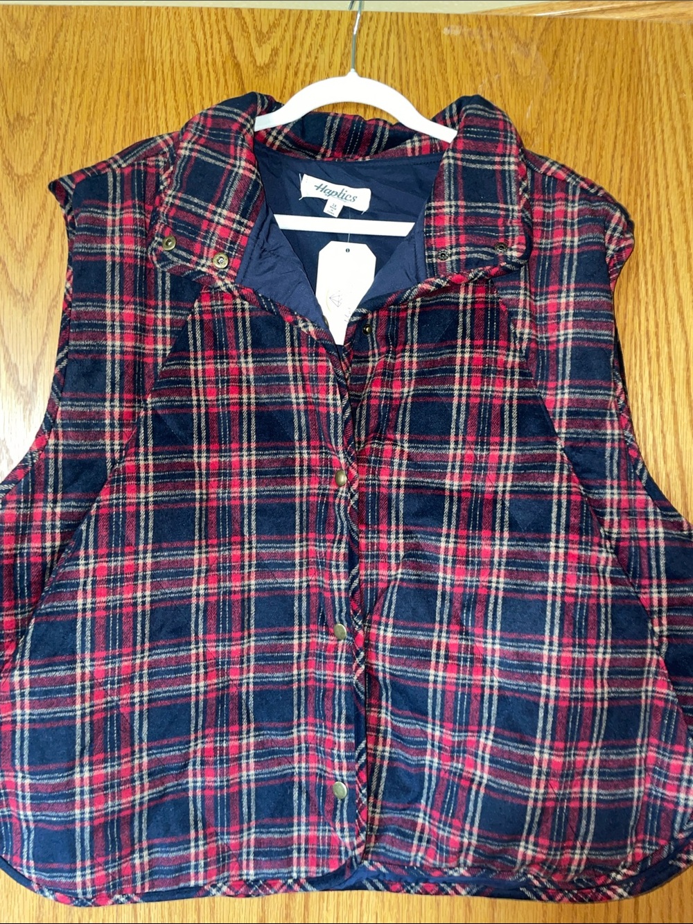 Haptics Red Plaid Puffer Vest